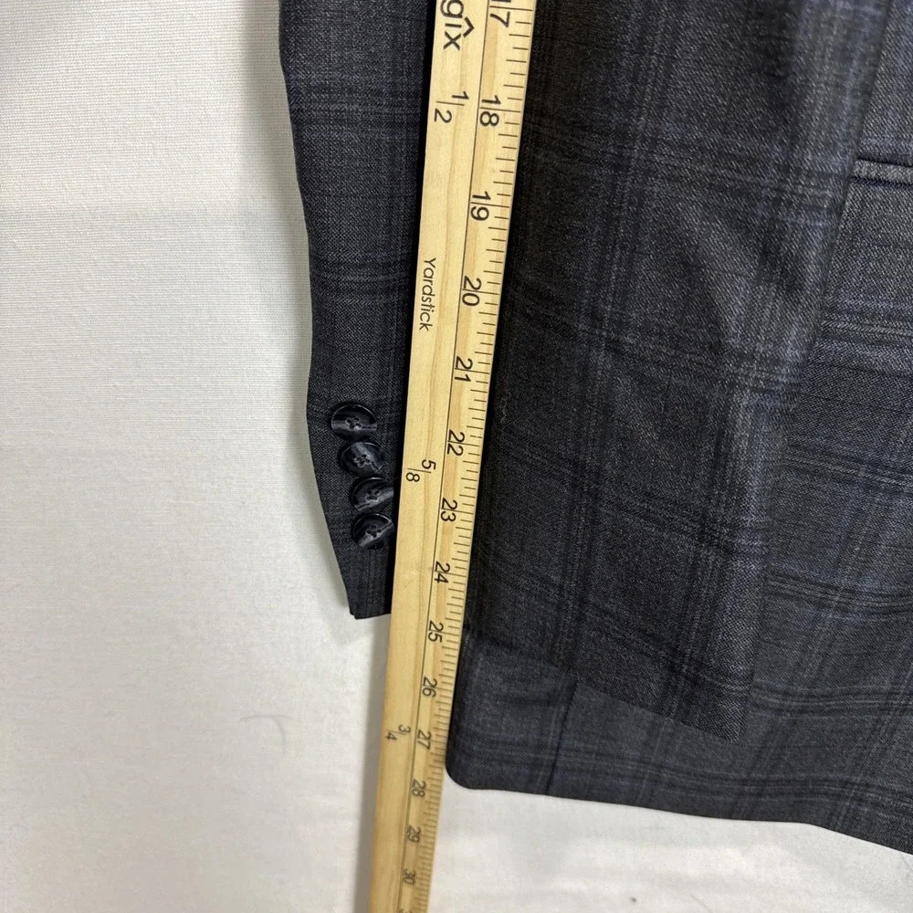 Reda 1865 Sanford Mens 46R Charcoal Grey‎ Plaid 100% Wool Blazer Sport Coat